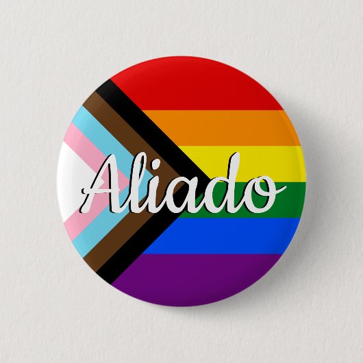 Aliado | Bandeira do Orgulho “Progress” Ronde Button 5,7 Cm (Voorkant)