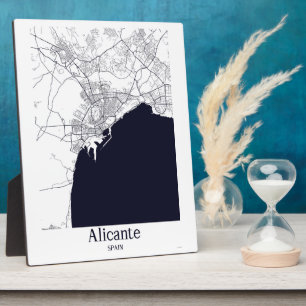 Alicante Espagne Plan de la ville Tabletop Plaque