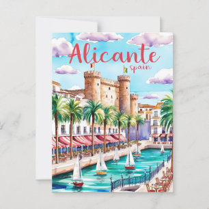 Alicante Espagne Voyage Carte postale Art