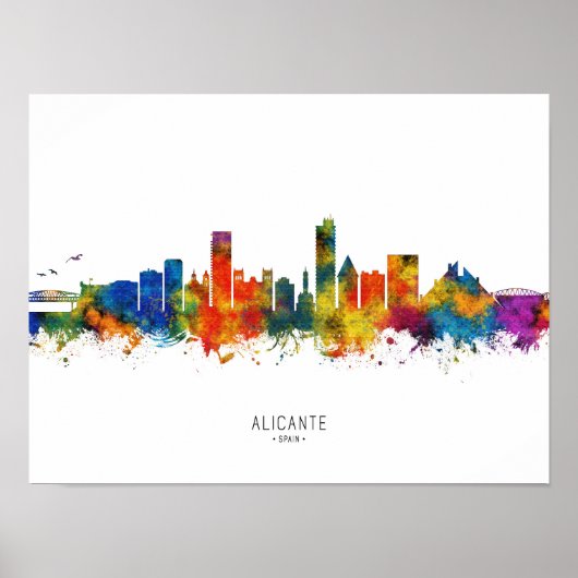 Alicante Spain Skyline Poster (Voorkant)