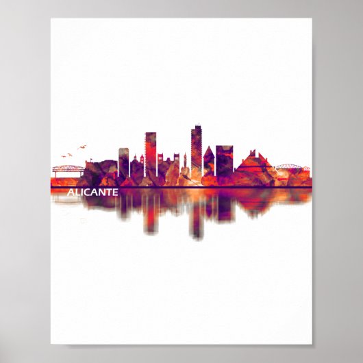 Alicante Spain Skyline Poster (Voorkant)