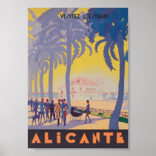 Alicante Spain Vintage Travel Poster (Voorkant)