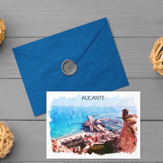 Alicante Spanje Panorama Kust Uitzicht Briefkaart