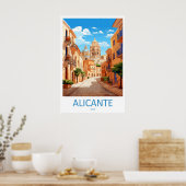 Alicante Spanje Reisposter Vintage Ski Nationaal Poster (Keuken)