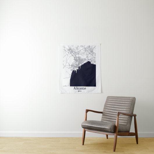 Alicante Spanje Stadsplattegrond Wandkleed (In situ)