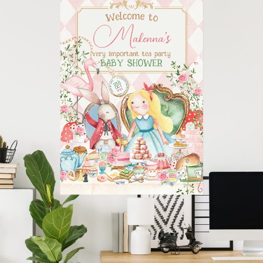 Alice Adventure Woderland Baby Showe Affiche de bi (Bureau à domicile)