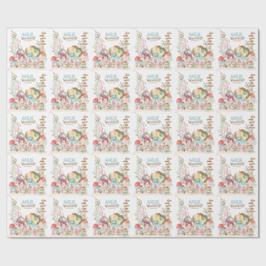 Alice Adventures in Woderland Verjaardags Tea Part Cadeaupapier (Vlak)