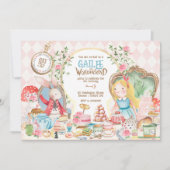 Alice Adventures in Woderland Verjaardags Tea Part Kaart (Voorkant)