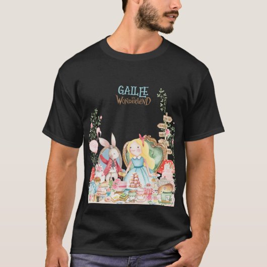 Alice Adventures in Woderland Verjaardags Tea Part T-shirt (Voorkant)