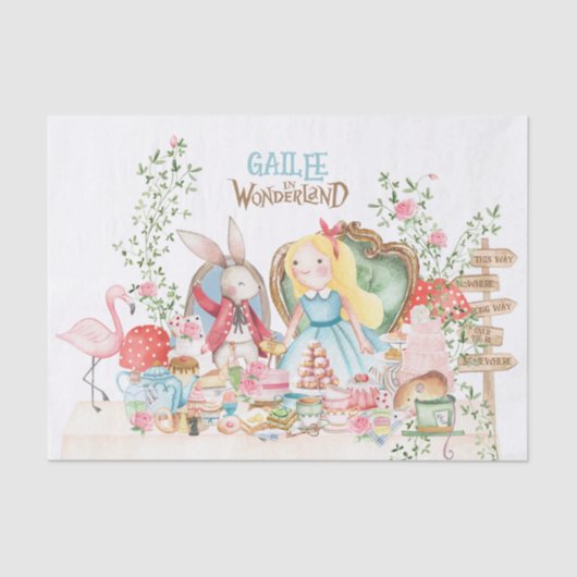 Alice Adventures in Woderland Verjaardags Tea Part Tissuepapier (Voorkant)