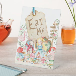 Alice Adventures in Woderland Verjaardagsthee Eet Reclamebord Met Voetstuk