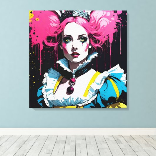 Alice als het konijn met roze haar canvas afdruk (Insitu (Houten vloer))
