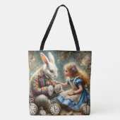 Alice and Rabbit Wonderland Fantasy Art Draagtas (Voorkant)