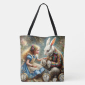 Alice and Rabbit Wonderland Fantasy Art Draagtas (Achterkant)