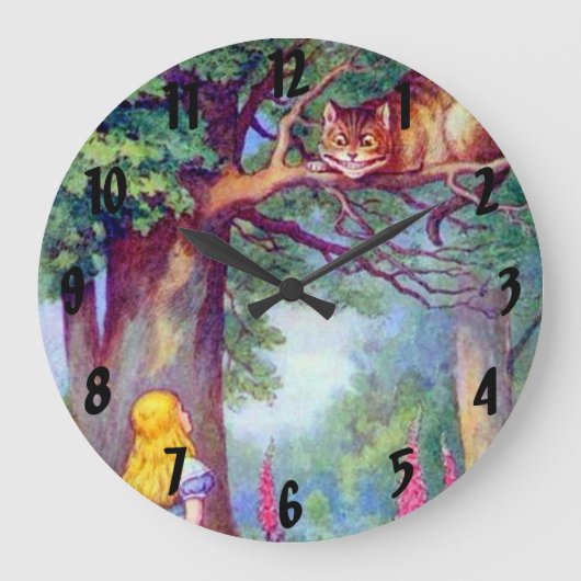 Alice and the Cheshire Cat Wall Clock Grote Klok (Voorkant)
