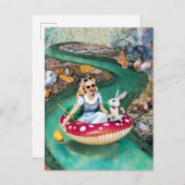 Alice and the White Rabbit retro collage art Briefkaart (Voorkant / Achterkant)