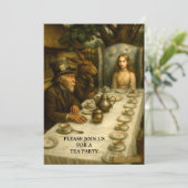 Alice At Mad Hatter Tea Party Template Kaart (Staand voorkant)