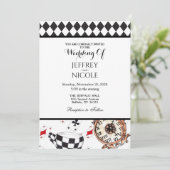 Alice au pays des merveilles À damiers Faire-part  (Debout devant)