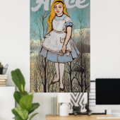 Alice au pays des merveilles affiche rétro vintage (Bureau à domicile)