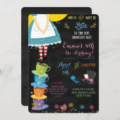 Alice au pays des merveilles Chalkboard Invitation (Devant / Derrière)