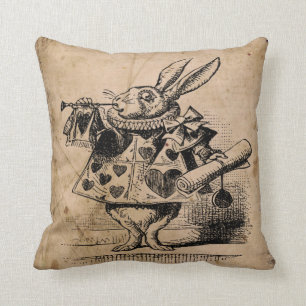 Alice au pays des merveilles, coussin blanc de
