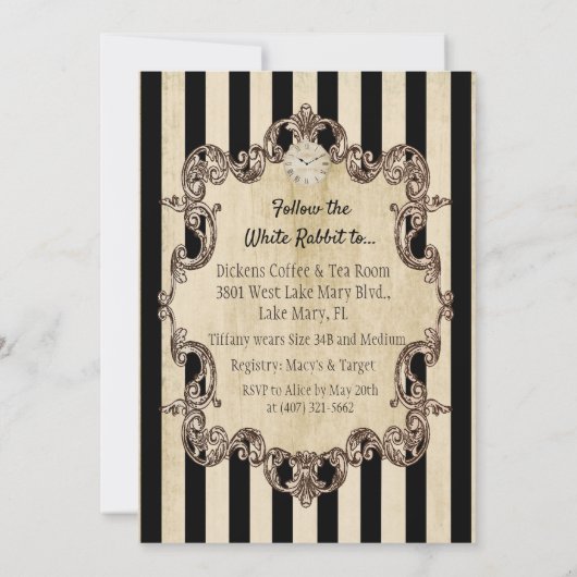 Alice au pays des merveilles Invitation à la douch (Dos)