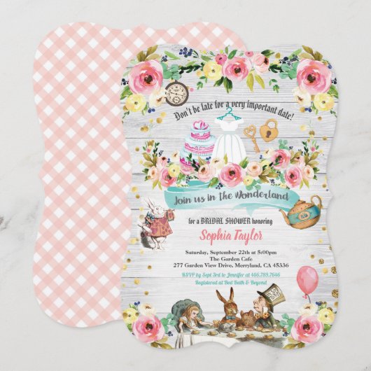 Alice au pays des merveilles invitation à la douch (Devant / Derrière)