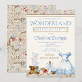Alice Au Pays Des Merveilles Invitation À La Fête  (Devant / Derrière)