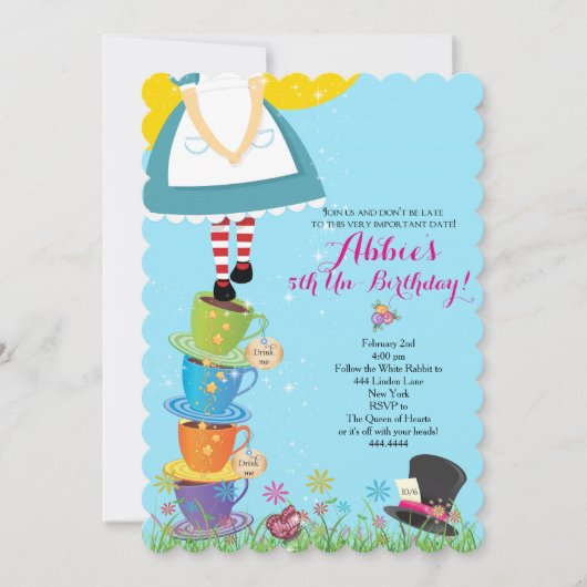 Alice Au Pays Des Merveilles Invitation Anniversai (Devant)