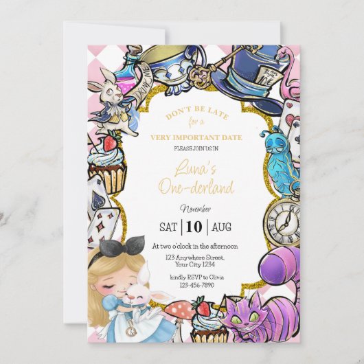 Alice au pays des merveilles Invitation d'annivers (Devant)