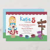 Alice au pays des merveilles Invitation d'annivers (Devant / Derrière)