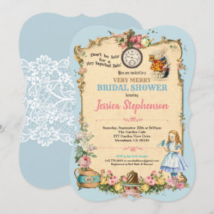 Alice au pays des merveilles invitation douche nup
