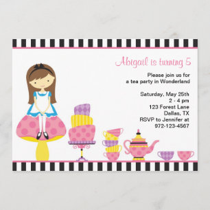 Alice au pays des merveilles Invitations de Tea Pa