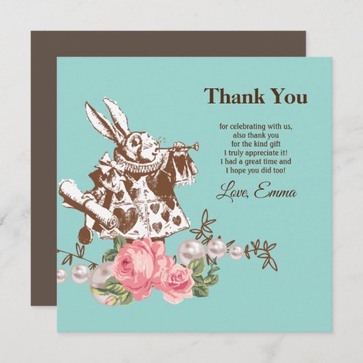 alice au pays des merveilles merci invitation (Devant / Derrière)