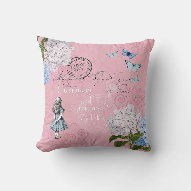 Alice au pays des merveilles Oreiller bleu rose fl (Recto)