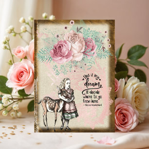 Alice au pays des merveilles vintage Fleurs Roses 