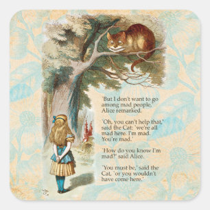 Alice Avonturen in Wonderland Cheshire Cat Vierkante Sticker