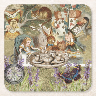 Alice Avonturen Klassieke Wonderland Theepartij Vierkante Kartonnen Onderzetter