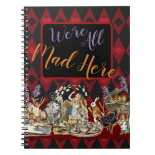 Alice Avonturen met Wonderland Gekke Cheshire Kat Notitieboek