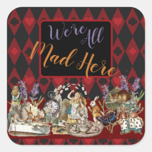 Alice Avonturen met Wonderland Gekke Cheshire Kat Vierkante Sticker