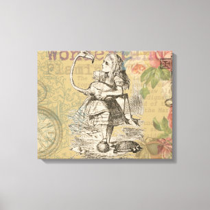 Alice Avonturen Wonderland Flamingo Klassieker Canvas Afdruk
