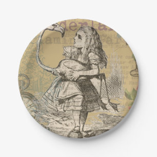 Alice Avonturen Wonderland Flamingo Klassieker Papieren Bordje