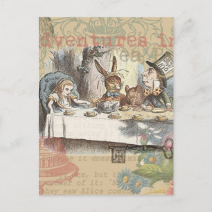 Alice Avonturen Wonderland Gekke Thee Feest Kunst Briefkaart