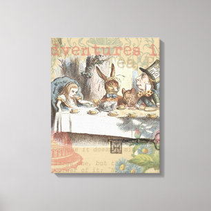 Alice Avonturen Wonderland Gekke Thee Feest Kunst Canvas Afdruk