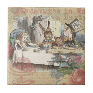 Alice Avonturen Wonderland Gekke Theepartij Kunst Tegeltje