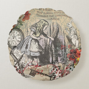 Alice Avonturen Wonderland Gordijn Klassieke Kunst Rond Kussen