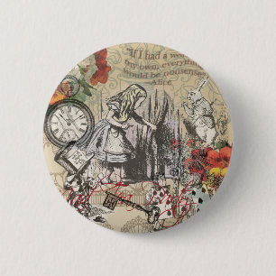 Alice Avonturen Wonderland Gordijn Klassieke Kunst Ronde Button 5,7 Cm