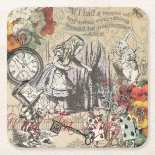 Alice Avonturen Wonderland Gordijn Klassieke Kunst Vierkante Kartonnen Onderzetter