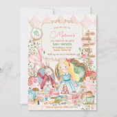 Alice Avontuur in Woderland Baby shower Tea Party Kaart (Voorkant)
