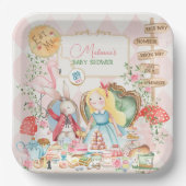 Alice Avontuur in Woderland Baby shower Tea Party Papieren Bordje (Voorkant)